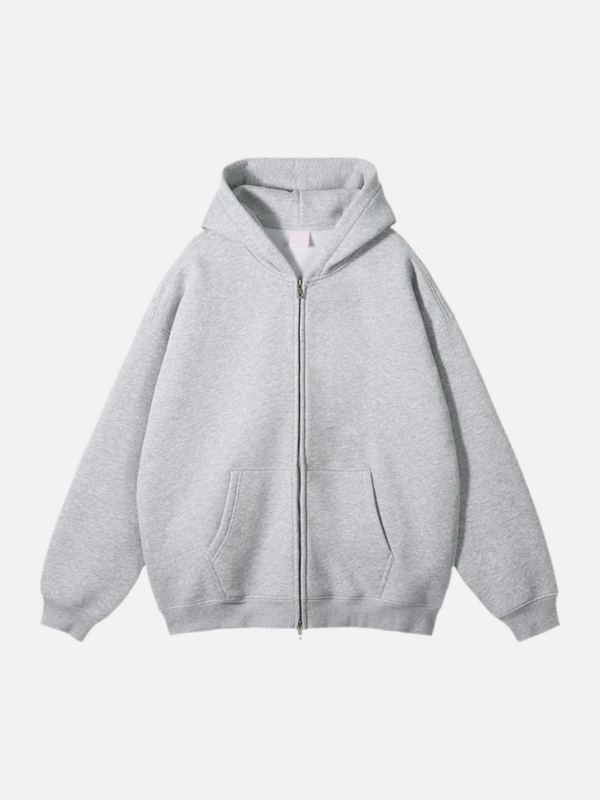 BLANK ZIPPED HOODIE GREY - Main Image