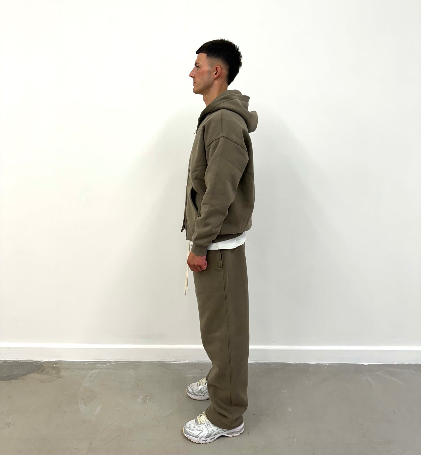 BLANK ZIPPED HOODIE - KHAKI