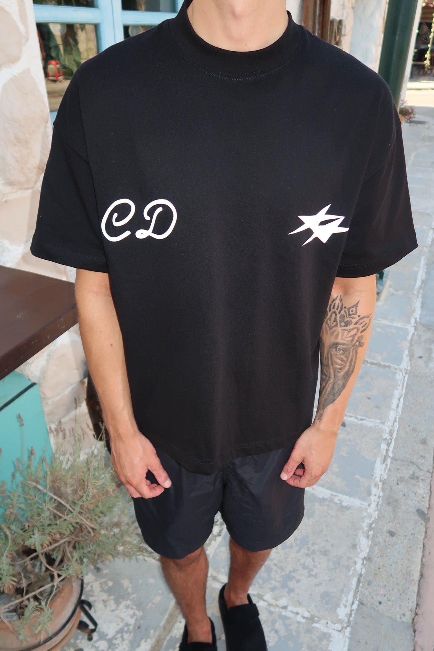 DOUBLE LOGO T-SHIRT - BLACK
